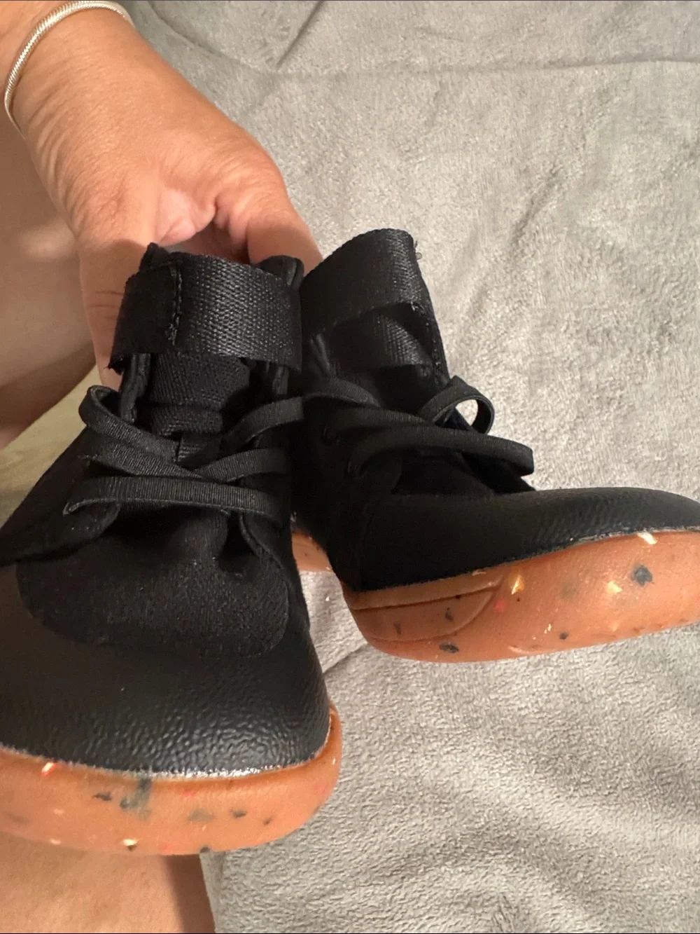 Whitin boys toddler Black Kids High-Top Sneakers with Gum Sole Sz 12